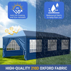 Gazebo pliable en toile Oxford 30x10FT avec 8 sacs de sable et 8 parois latérales avec sac de rangement pour remorqueur - 30x10x8.8FT(LDH)