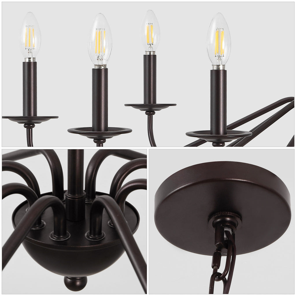 Lustre LED en fer à 6 lumières de 34,75 pouces, par JONATHAN Y