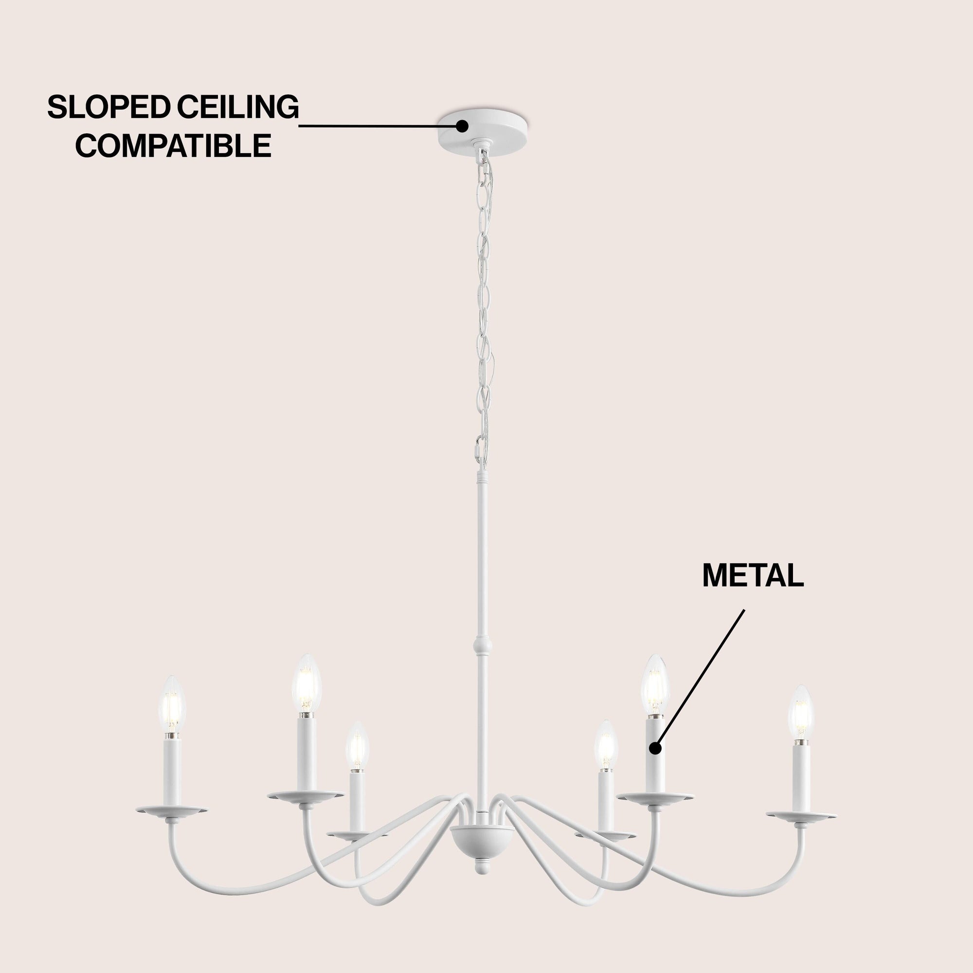 Lustre LED en fer à 6 lumières de 34,75 pouces, par JONATHAN Y