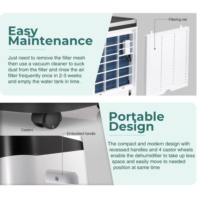 Déshumidificateurs de 3500 pi² pour sous-sols, maisons, grandes pièces et chambres, déshumidificateur de garage silencieux