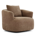 Fauteuil pivotant à 360°, fauteuil d'appoint en bouclette de 38,2 cm avec coussin décoratif, fauteuil-canapé rembourré de forme cylindrique avec accoudoirs incurvés