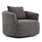 Fauteuil pivotant à 360°, fauteuil d'appoint en bouclette de 38,2 cm avec coussin décoratif, fauteuil-canapé rembourré de forme cylindrique avec accoudoirs incurvés