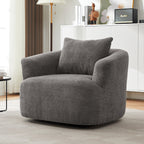 Fauteuil pivotant à 360°, fauteuil d'appoint en bouclette de 38,2 cm avec coussin décoratif, fauteuil-canapé rembourré de forme cylindrique avec accoudoirs incurvés