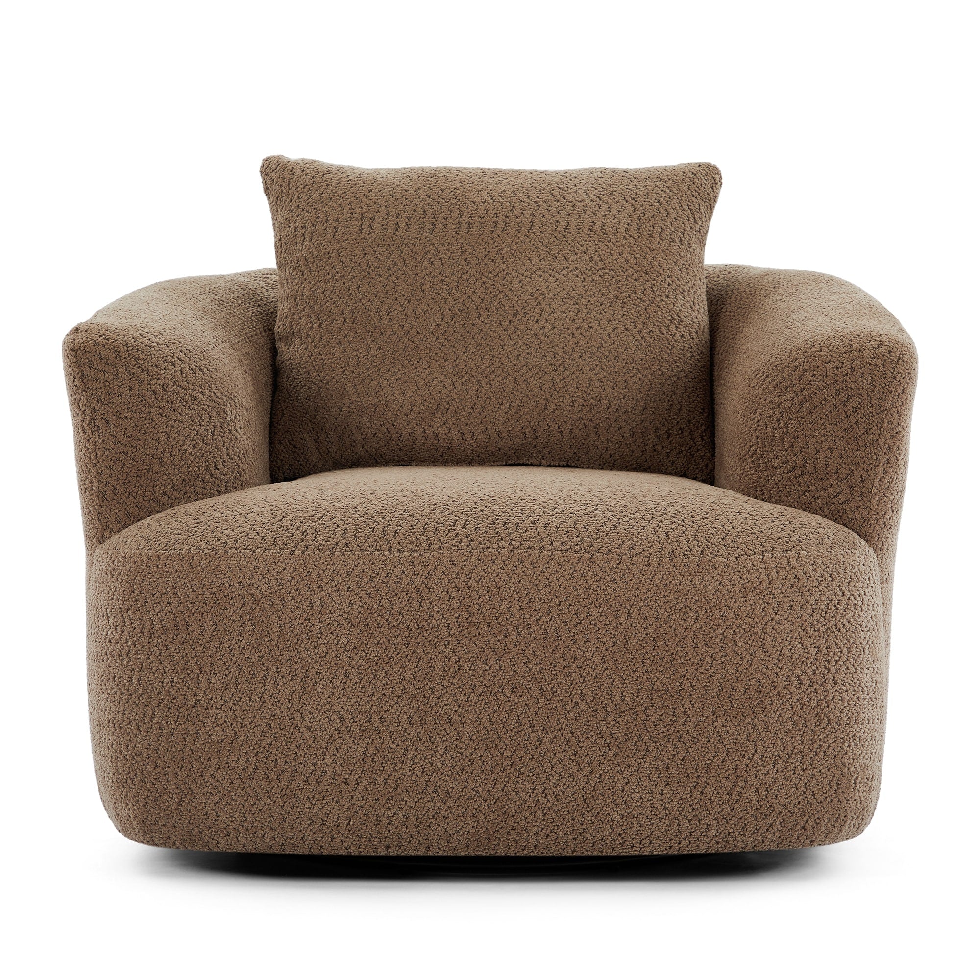 Fauteuil pivotant à 360°, fauteuil d'appoint en bouclette de 38,2 cm avec coussin décoratif, fauteuil-canapé rembourré de forme cylindrique avec accoudoirs incurvés