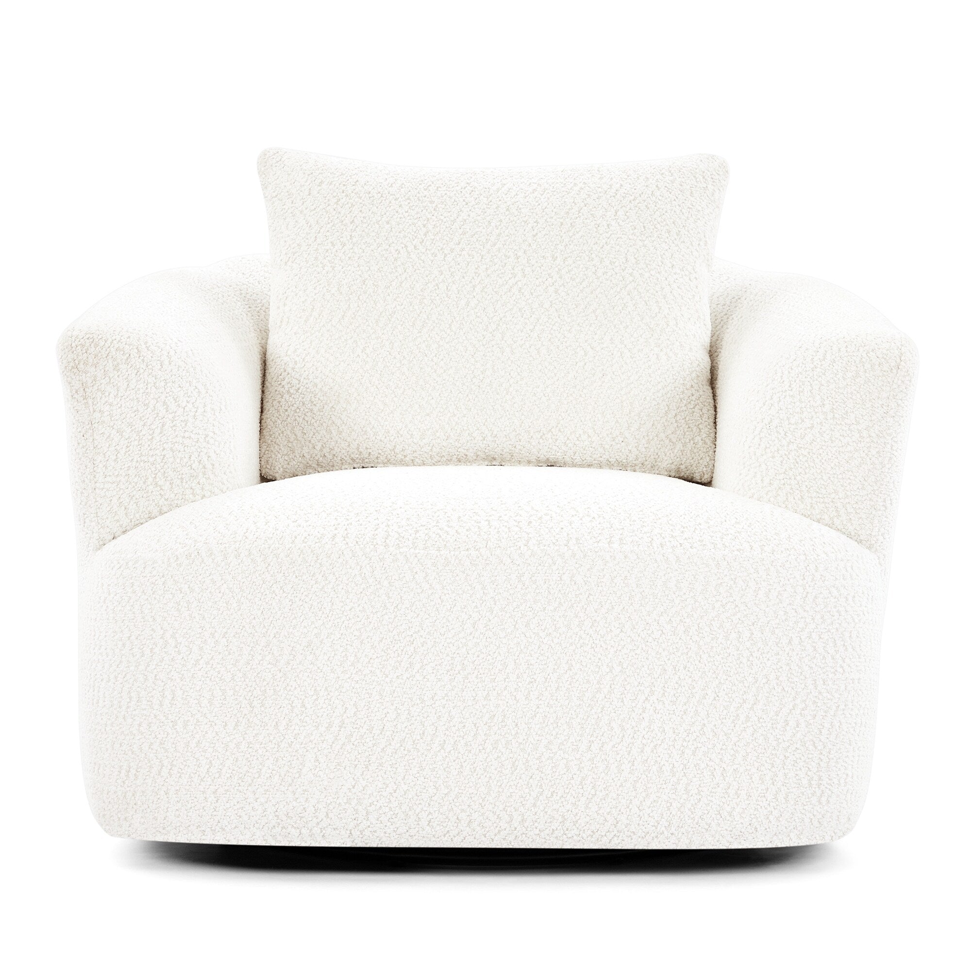 Fauteuil pivotant à 360°, fauteuil d'appoint en bouclette de 38,2 cm avec coussin décoratif, fauteuil-canapé rembourré de forme cylindrique avec accoudoirs incurvés