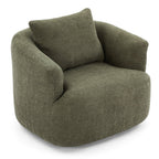 Fauteuil pivotant à 360°, fauteuil d'appoint en bouclette de 38,2 cm avec coussin décoratif, fauteuil-canapé rembourré de forme cylindrique avec accoudoirs incurvés