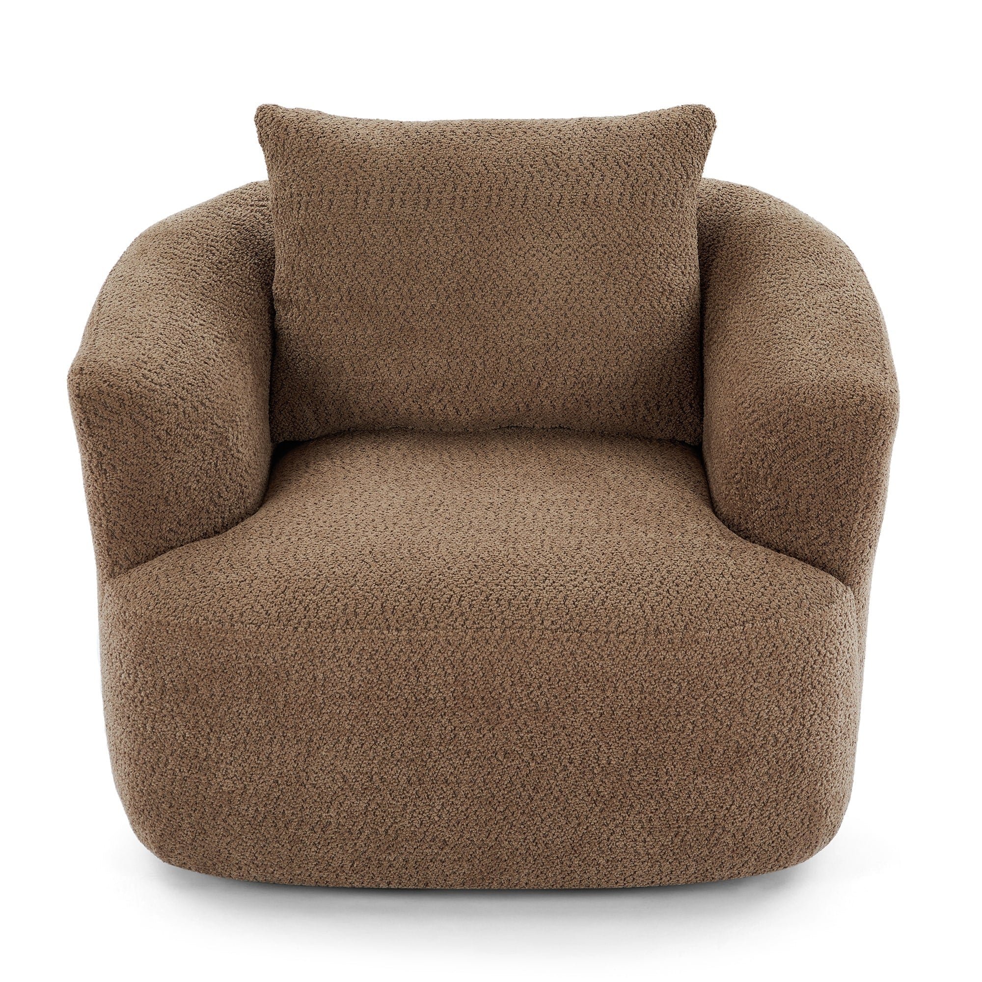 Fauteuil pivotant à 360°, fauteuil d'appoint en bouclette de 38,2 cm avec coussin décoratif, fauteuil-canapé rembourré de forme cylindrique avec accoudoirs incurvés
