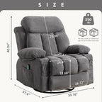 Fauteuil inclinable pivotant à 360° avec massage, chauffage, port USB et porte-gobelets