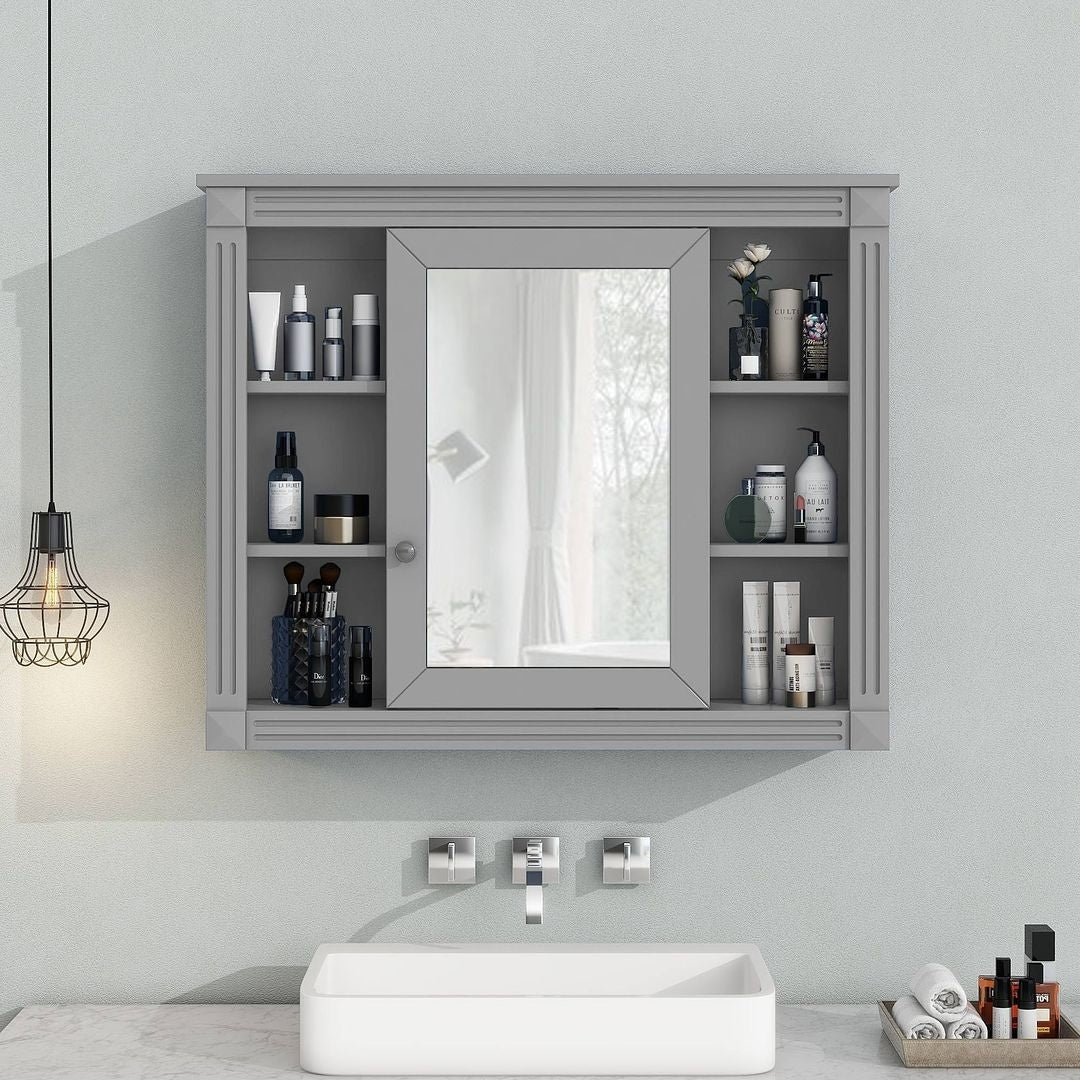 Meuble-lavabo moderne de 91 cm (36 po) avec vasque et armoire à miroir, 2 portes et 2 tiroirs