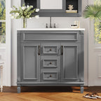 Meuble-lavabo moderne de 91 cm (36 po) avec vasque et armoire à miroir, 2 portes et 2 tiroirs