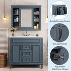 Meuble-lavabo moderne de 91 cm (36 po) avec vasque et armoire à miroir, 2 portes et 2 tiroirs