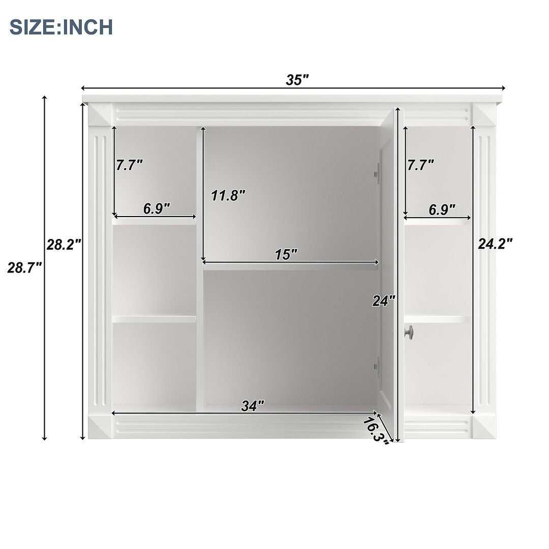 Meuble-lavabo moderne de 91 cm (36 po) avec vasque et armoire à miroir, 2 portes et 2 tiroirs