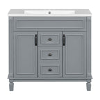 Meuble-lavabo moderne de 91 cm (36 po) avec vasque et armoire à miroir, 2 portes et 2 tiroirs