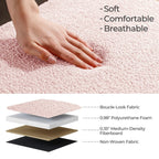 Pouf de rangement en boucle écrue (39,5 cm), en sherpa, avec pieds en bois, idéal pour le salon ou la chambre.