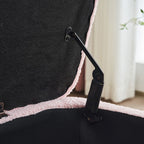 Pouf de rangement en boucle écrue (39,5 cm), en sherpa, avec pieds en bois, idéal pour le salon ou la chambre.