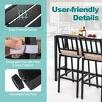 Ensemble table et chaises de jardin 3 pièces en métal avec coussins