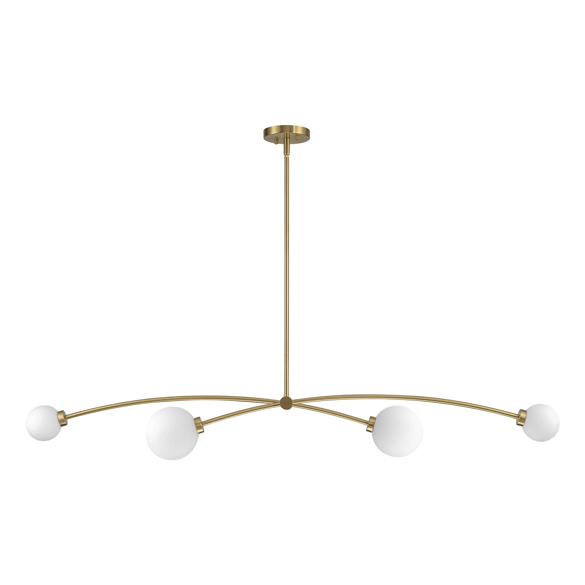 Suspension Sputnik linéaire moderne dorée à 4 lumières, style épuré, idéale pour îlot central ou salle à manger - 130 cm (L) x 28 cm (P) x 15 cm (H)