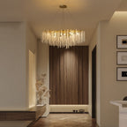 Lustre rectangulaire moderne en cristal doré de 101,6 cm (40 po) avec branches d'arbre, suspension pour îlot de cuisine ou salle à manger.