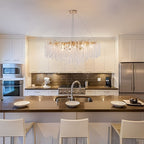 Lustre rectangulaire moderne en cristal doré de 101,6 cm (40 po) avec branches d'arbre, suspension pour îlot de cuisine ou salle à manger.