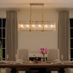 Lustre rectangulaire moderne linéaire en cristal de 101,6 cm (40 po), 16 lumières, laiton doré, idéal pour salle à manger, salon ou îlot de cuisine.