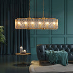 Lustre rectangulaire moderne linéaire en cristal de 101,6 cm (40 po), 16 lumières, laiton doré, idéal pour salle à manger, salon ou îlot de cuisine.