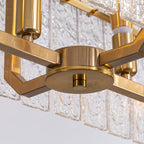 Lustre rectangulaire moderne linéaire en cristal de 101,6 cm (40 po), 16 lumières, laiton doré, idéal pour salle à manger, salon ou îlot de cuisine.