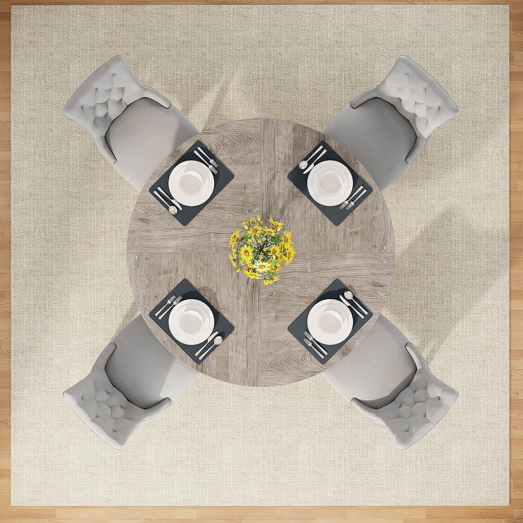 Table de salle à manger ronde de 47 pouces pour 4 personnes, table de cuisine de style campagnard, petite table à manger en bois pour salle à manger ou salon