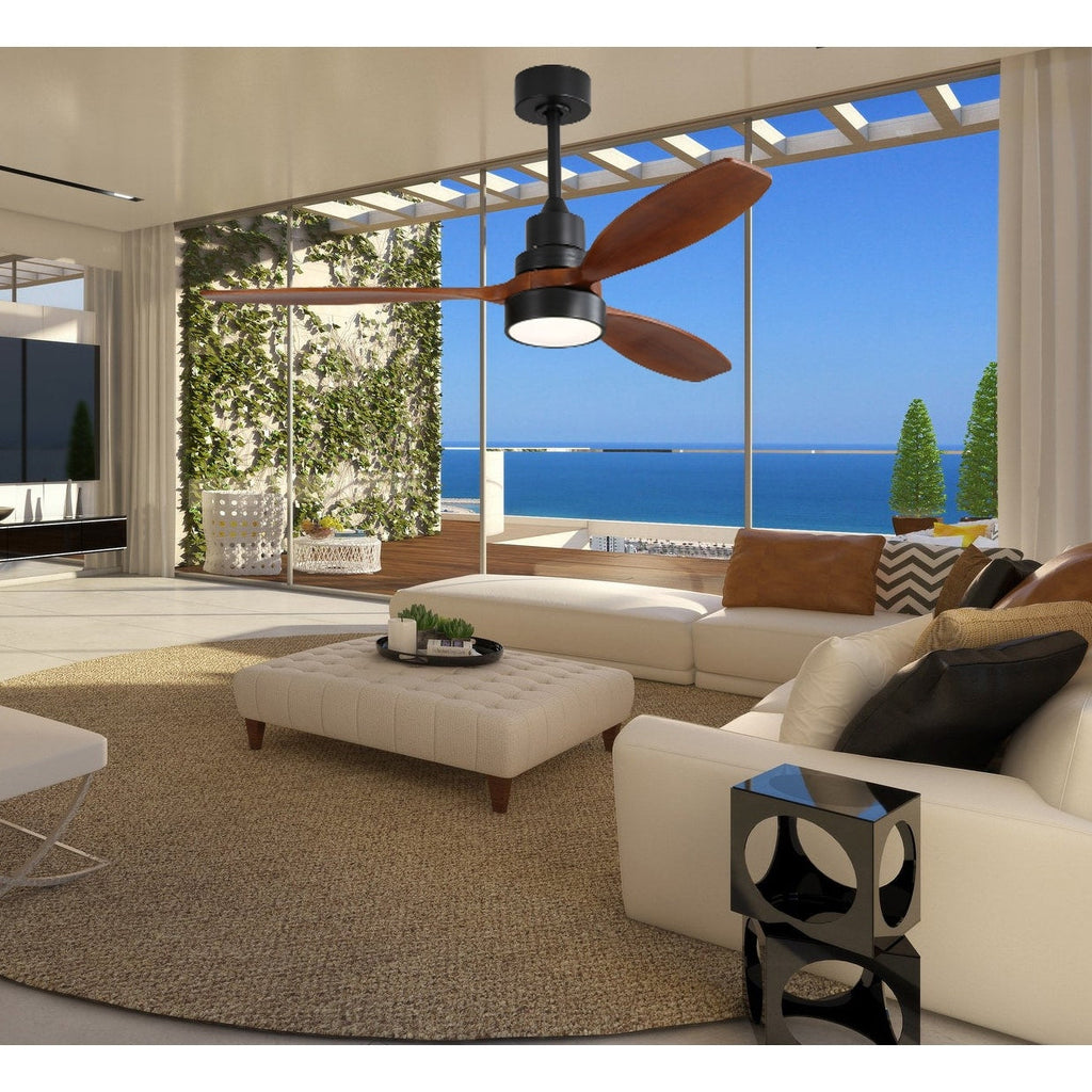 Ventilateur de plafond LED intégré 48 et 52 pouces avec éclairage et télécommande, moteur CC réversible