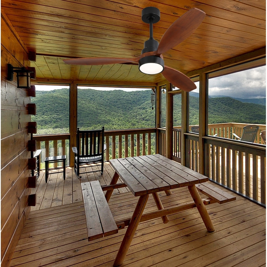 Ventilateur de plafond LED intégré 48 et 52 pouces avec éclairage et télécommande, moteur CC réversible