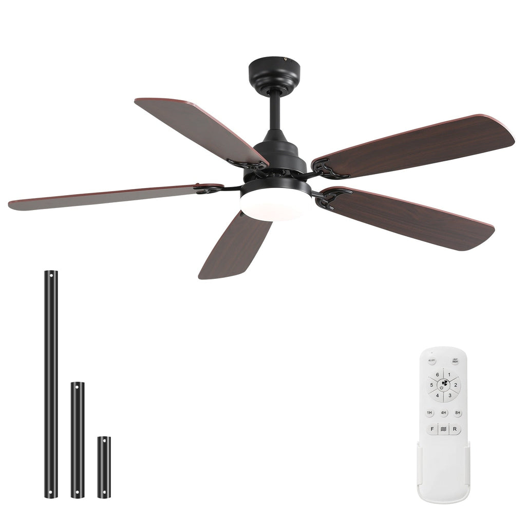 Ventilateur de plafond LED intégré 48 et 52 pouces avec éclairage et télécommande, moteur CC réversible