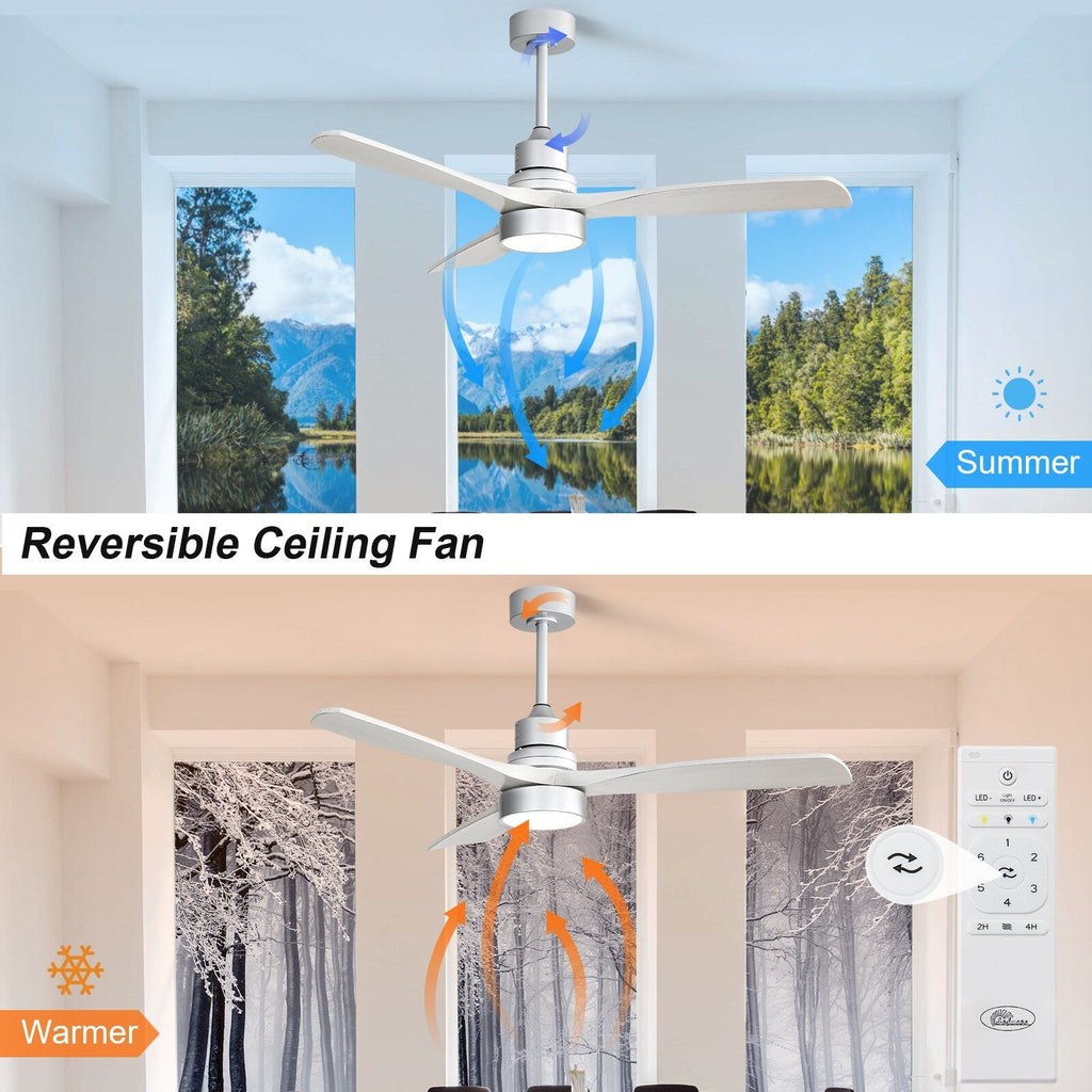 Ventilateur de plafond LED intégré 48 et 52 pouces avec éclairage et télécommande, moteur CC réversible