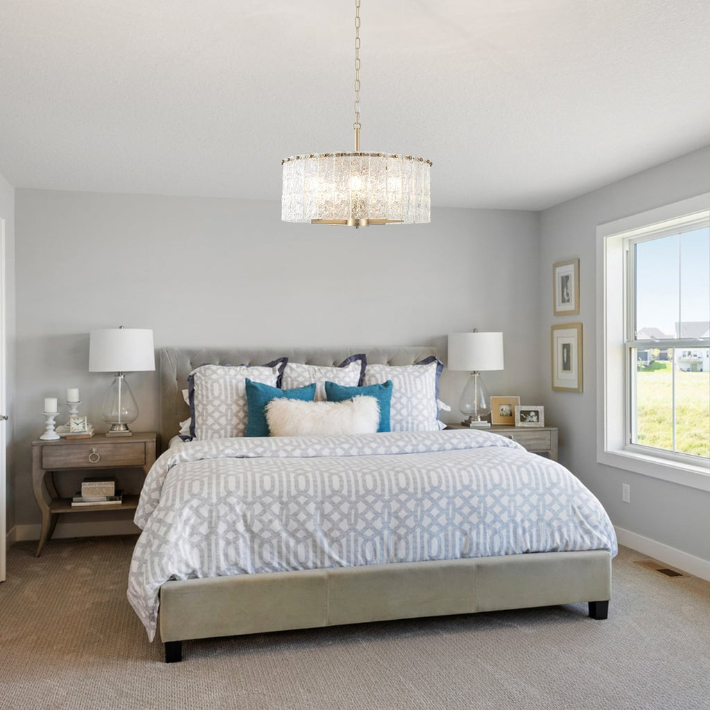 Lustre moderne rond à 5 lumières, style tambour, plafonnier semi-encastré classique, suspension pour îlot de cuisine ou salle à manger