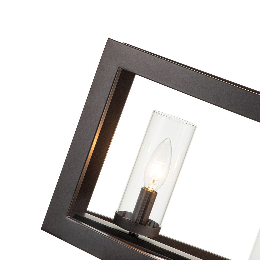 Suspension linéaire industrielle moderne du milieu du siècle à 5 lumières pour îlot de cuisine, lustre vintage rectangulaire en verre