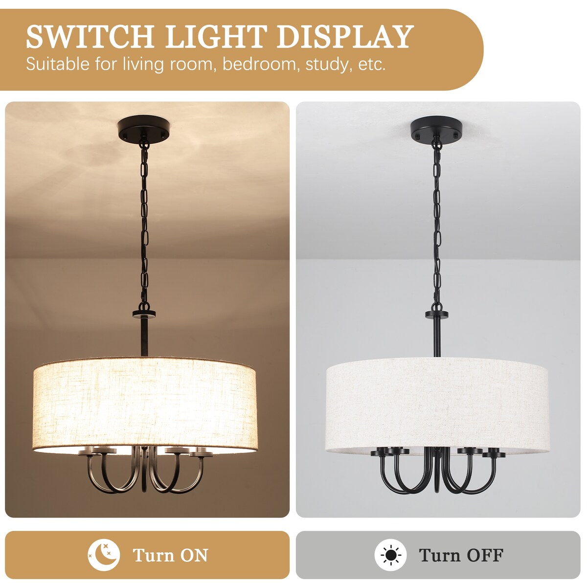 Plafonnier semi-encastré moderne à 5 lumières pour salle à manger, chambres et salon - Non applicable