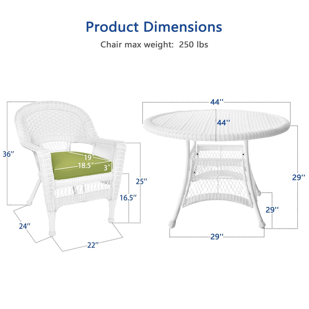 Ensemble de salle à manger 5 pièces en résine tressée blanche