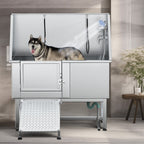 Baignoire de toilettage réglable en acier inoxydable de 127 cm (50 po) de largeur avec rampe d'accès