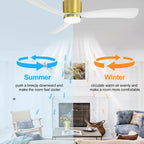 Ventilateur de plafond encastré noir/blanc de 52 pouces avec télécommande et éclairage LED (3 pales)