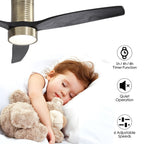 Ventilateur de plafond encastré de style campagnard de 132 cm (52 ​​pouces) avec lumière et télécommande, moteur CC réversible