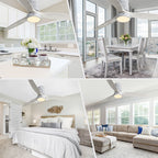 Ventilateur de plafond encastré de style campagnard de 132 cm (52 ​​pouces) avec lumière et télécommande, moteur CC réversible