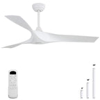 Ventilateur de plafond moderne de 132 cm (52 ​​pouces) en bois massif et ABS avec télécommande (sans éclairage), 6 vitesses de ventilation et flux d'air réversible.