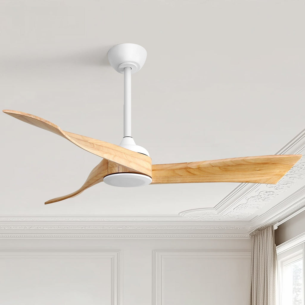 Ventilateur de plafond moderne de 132 cm (52 ​​pouces) en bois massif et ABS avec télécommande (sans éclairage), 6 vitesses de ventilation et flux d'air réversible.