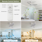 Ventilateur de plafond moderne de 132 cm (52 ​​pouces) en bois massif et ABS avec télécommande (sans éclairage), 6 vitesses de ventilation et flux d'air réversible.