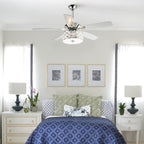 Lustre moderne à 4 lumières de 52 pouces avec ventilateur de plafond en cristal et télécommande