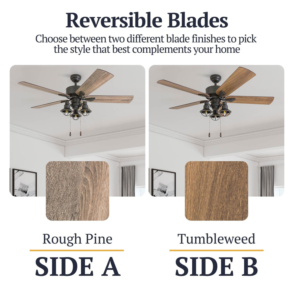 Ventilateur de plafond LED style ferme 52 pouces Prominence Home Sivan Bronze avec télécommande et éclairage