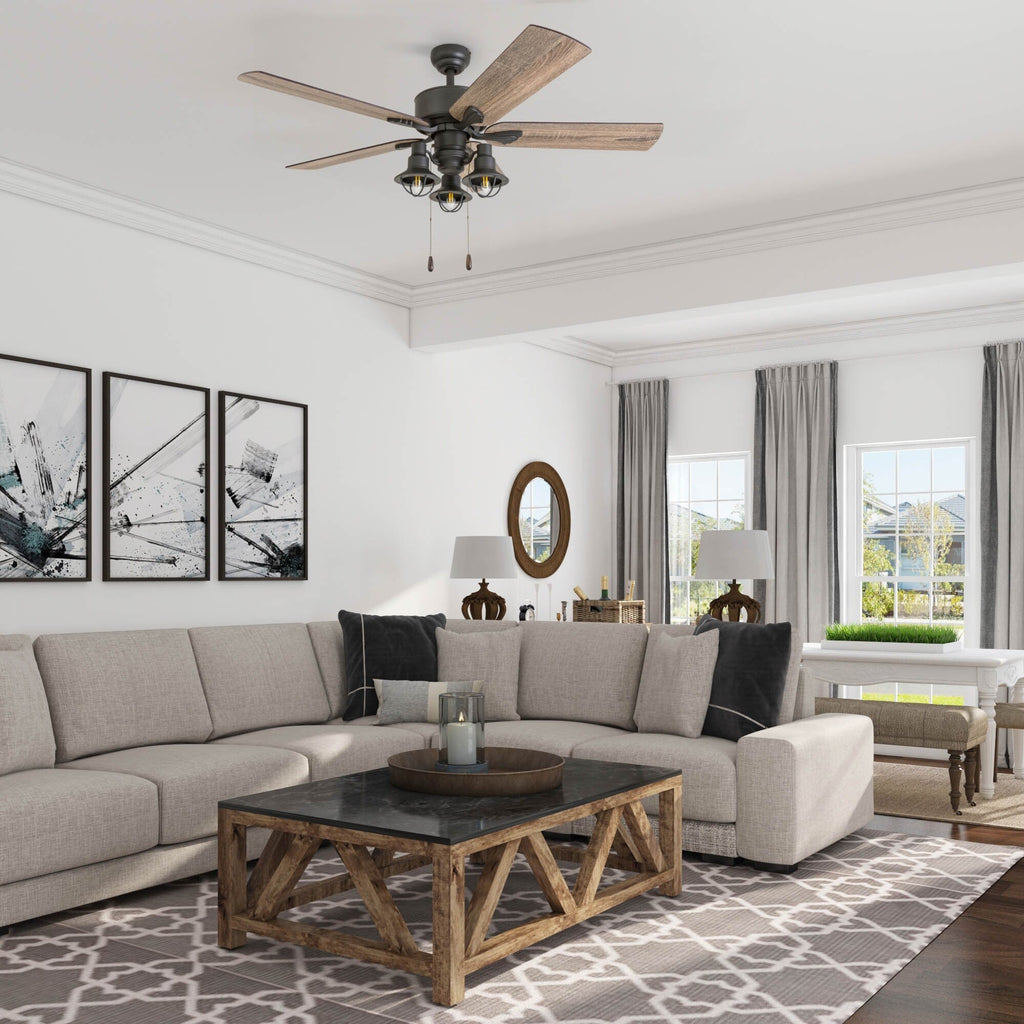 Ventilateur de plafond LED style ferme 52 pouces Prominence Home Sivan Bronze avec télécommande et éclairage