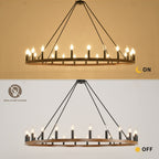 Lustre rond de 54 pouces en forme de roue de chariot avec 24 lumières