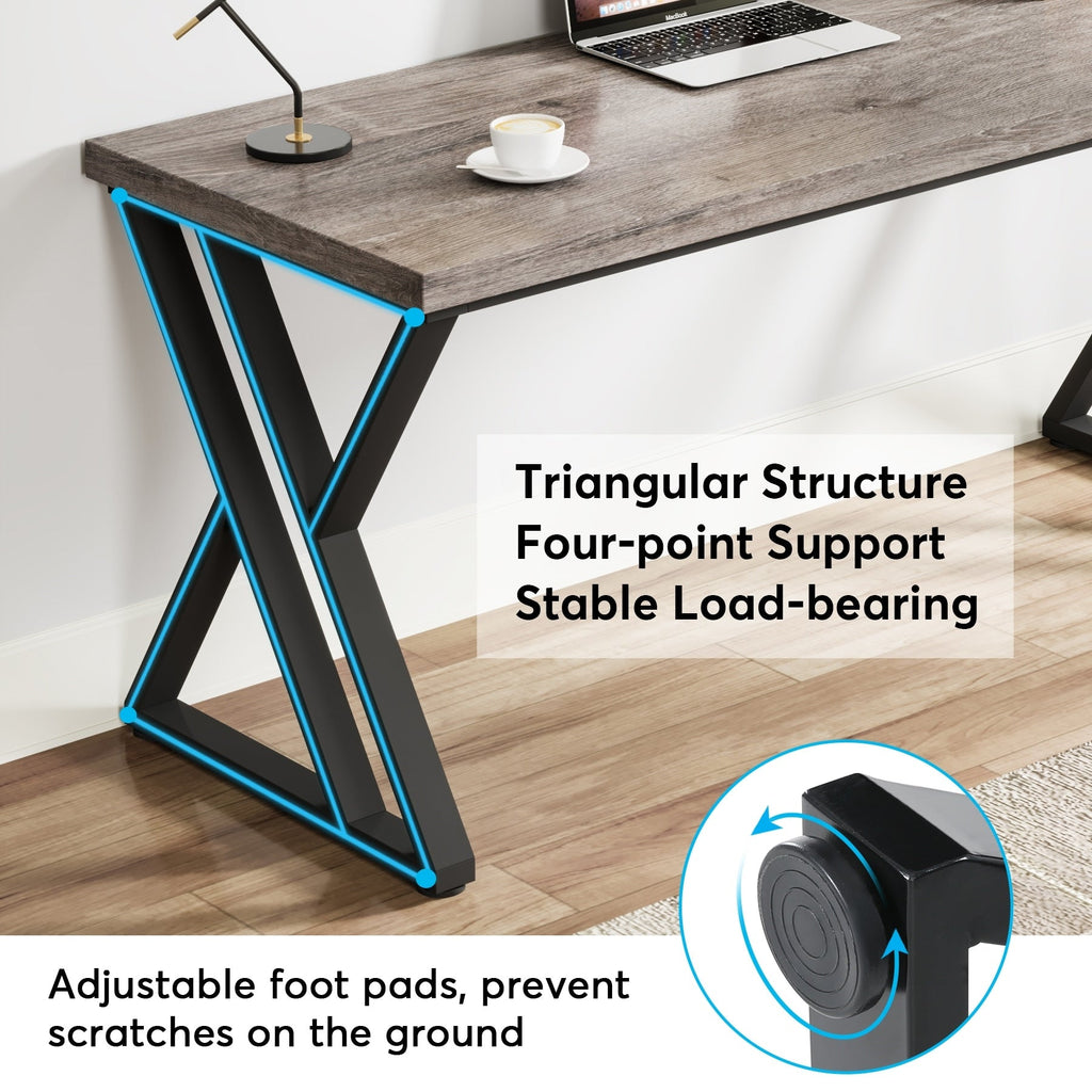 Bureau d'ordinateur robuste de 55 pouces, bureau de bureau