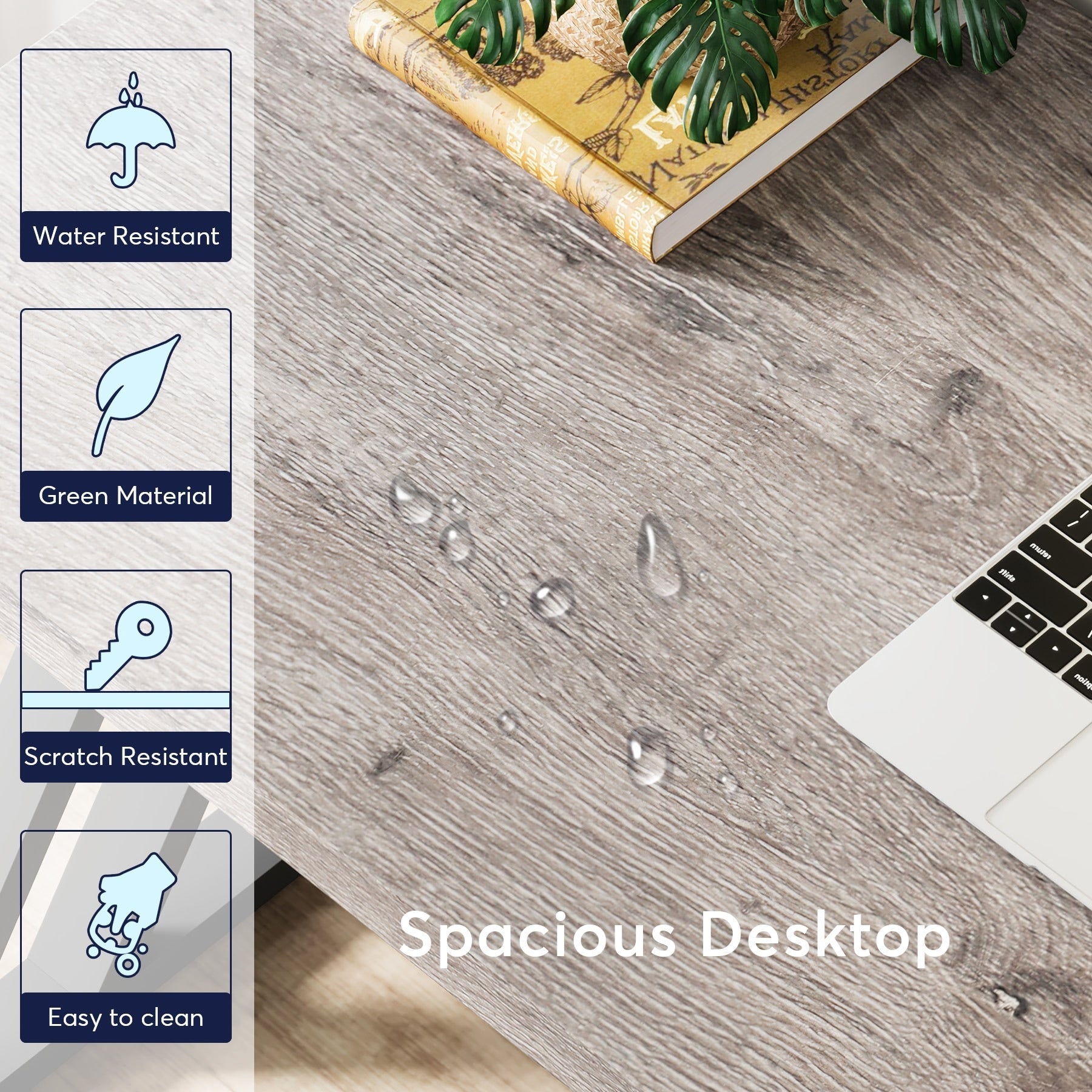 Bureau d'ordinateur robuste de 55 pouces, bureau de bureau