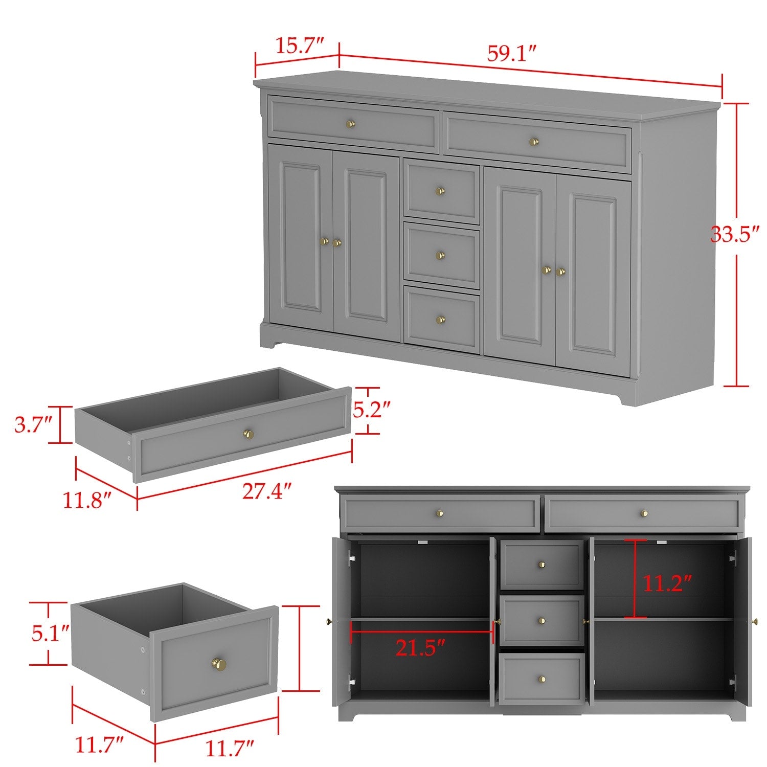 Buffet blanc laqué de style moderne et contemporain du milieu du siècle, 150 cm
