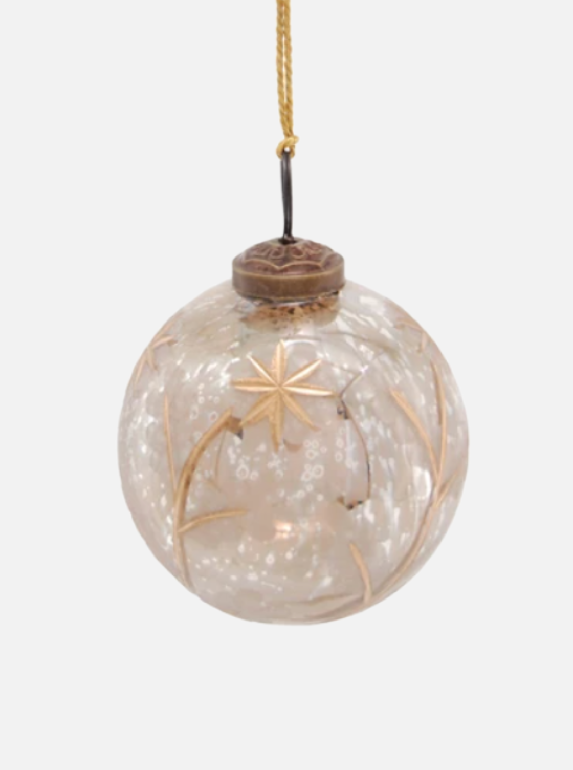 Ornements en verre mercurisé gravé 